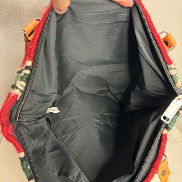 Vintage red wool kilim southwestern large carryall carpet tote bag - Picture 8 of 14